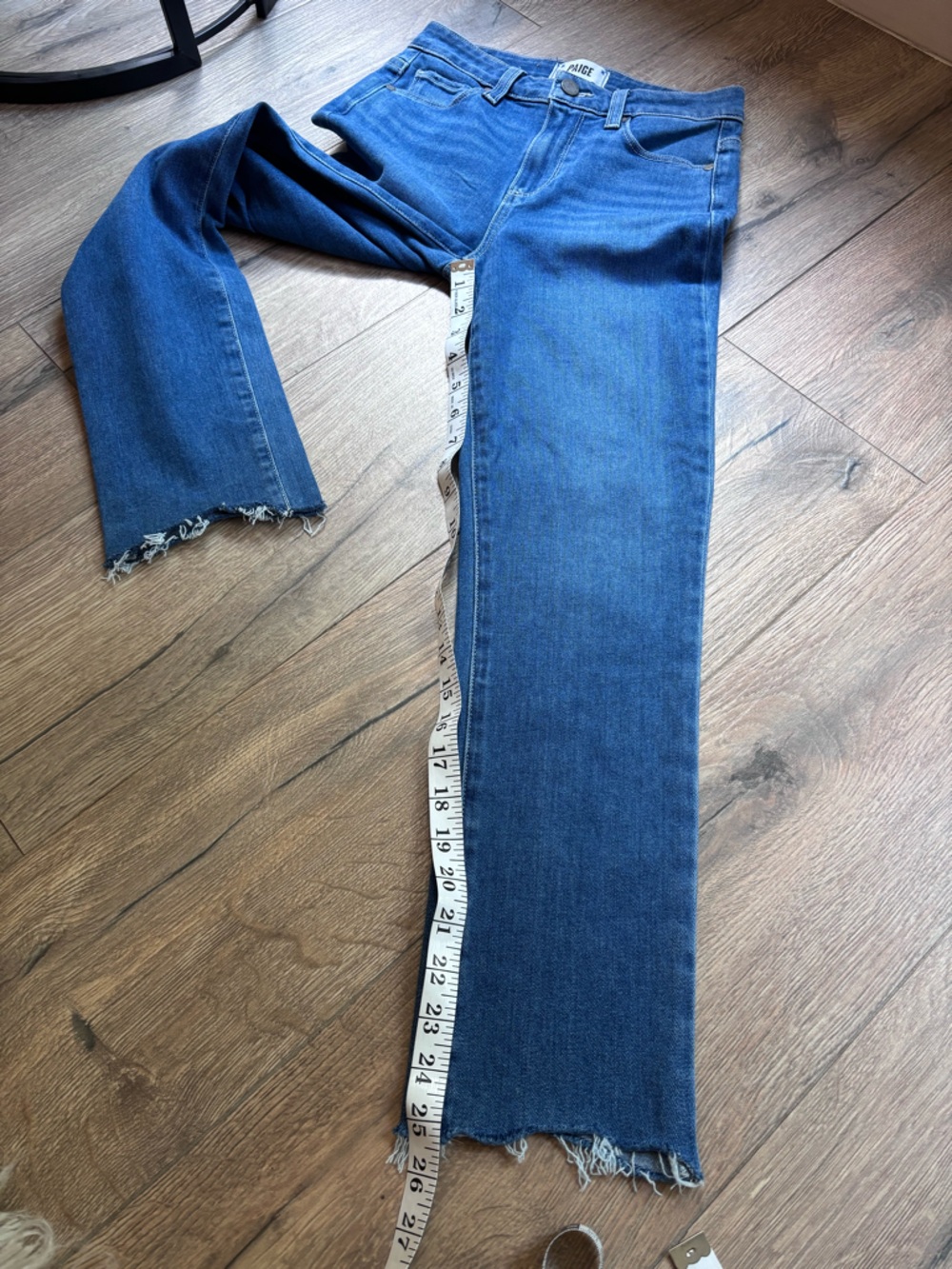 PAIGE Hoxton Slim Crop Jeans 25 High Rise Raw Hem Medium Wash - Picture 14 of 15